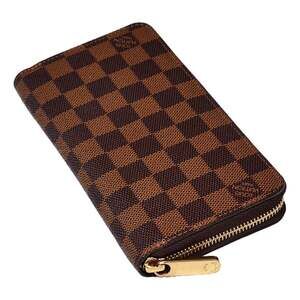 Louis Vuitton Damier Ebene Zippy Wallet Brown Canvas Gold